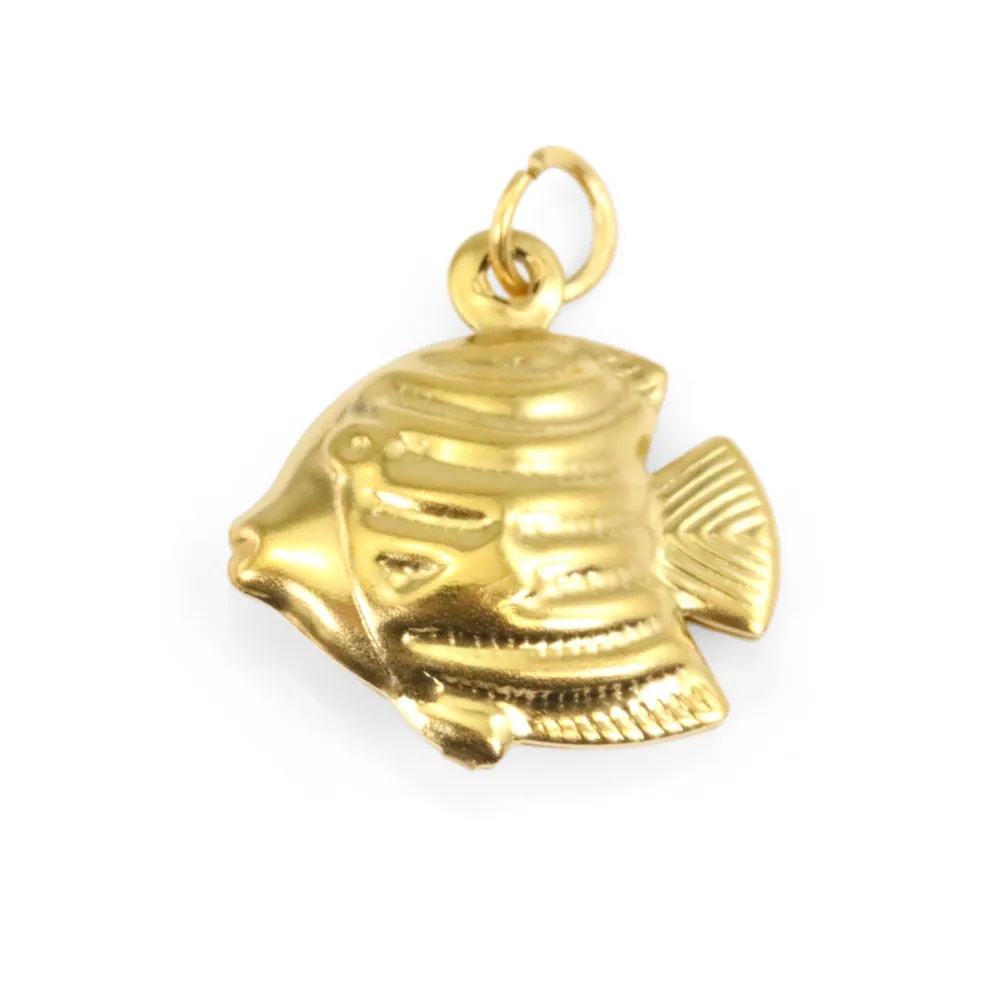 Fish Pendant 17x17mm | Gold Steel Jewelry Supplier