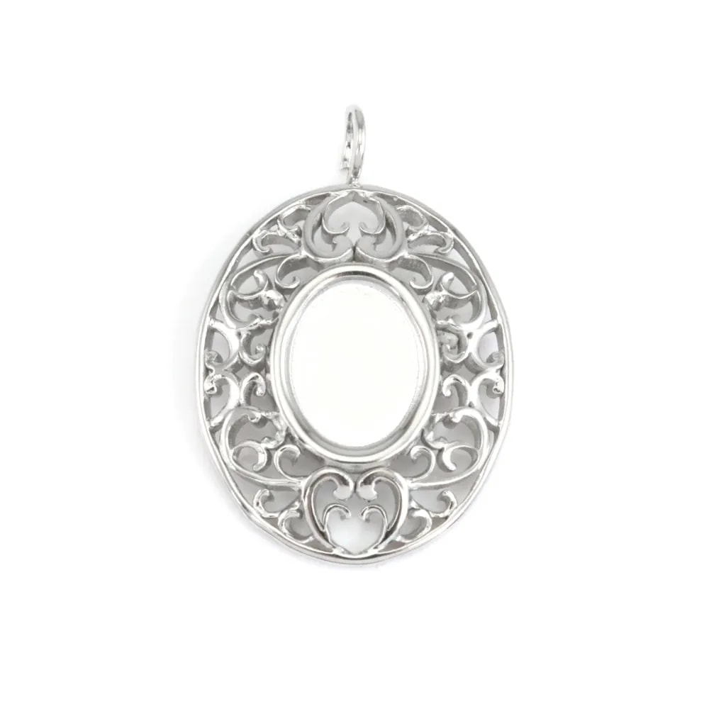 Stilisierter Ovaler Anhänger Cabochon 6x8mm | Edelstahl 304