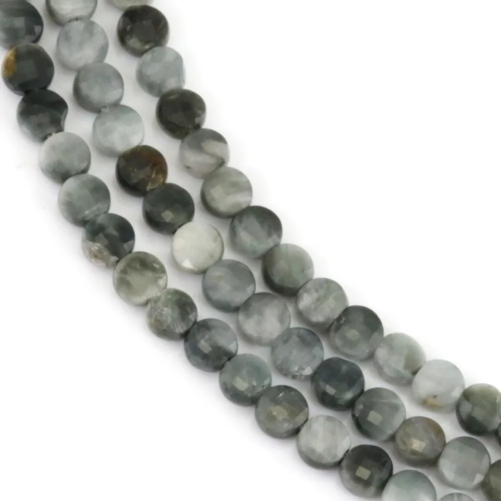 Runde facettierte Adleraugen-Perle 4mm | Schmuckkomponente auf Faden