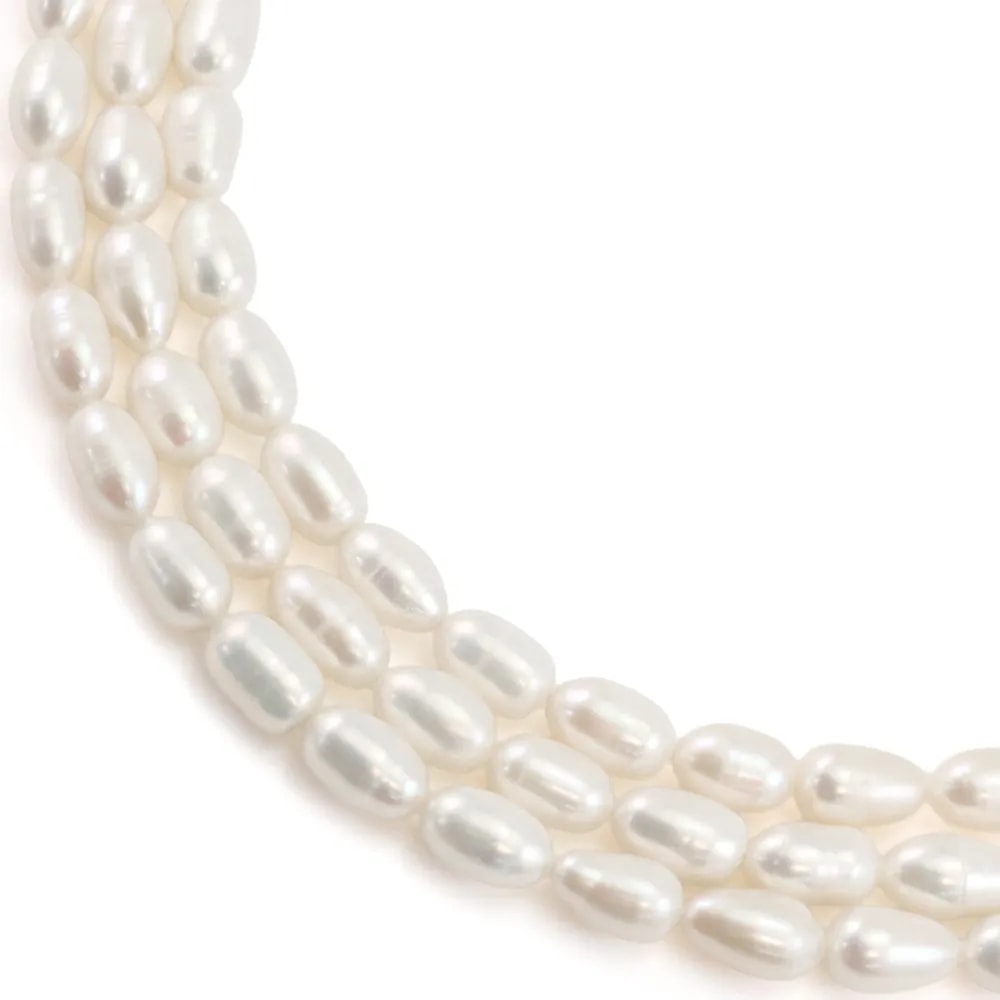 Perles de culture d'eau douce, blanche, olive, 6-7mm x 38cm