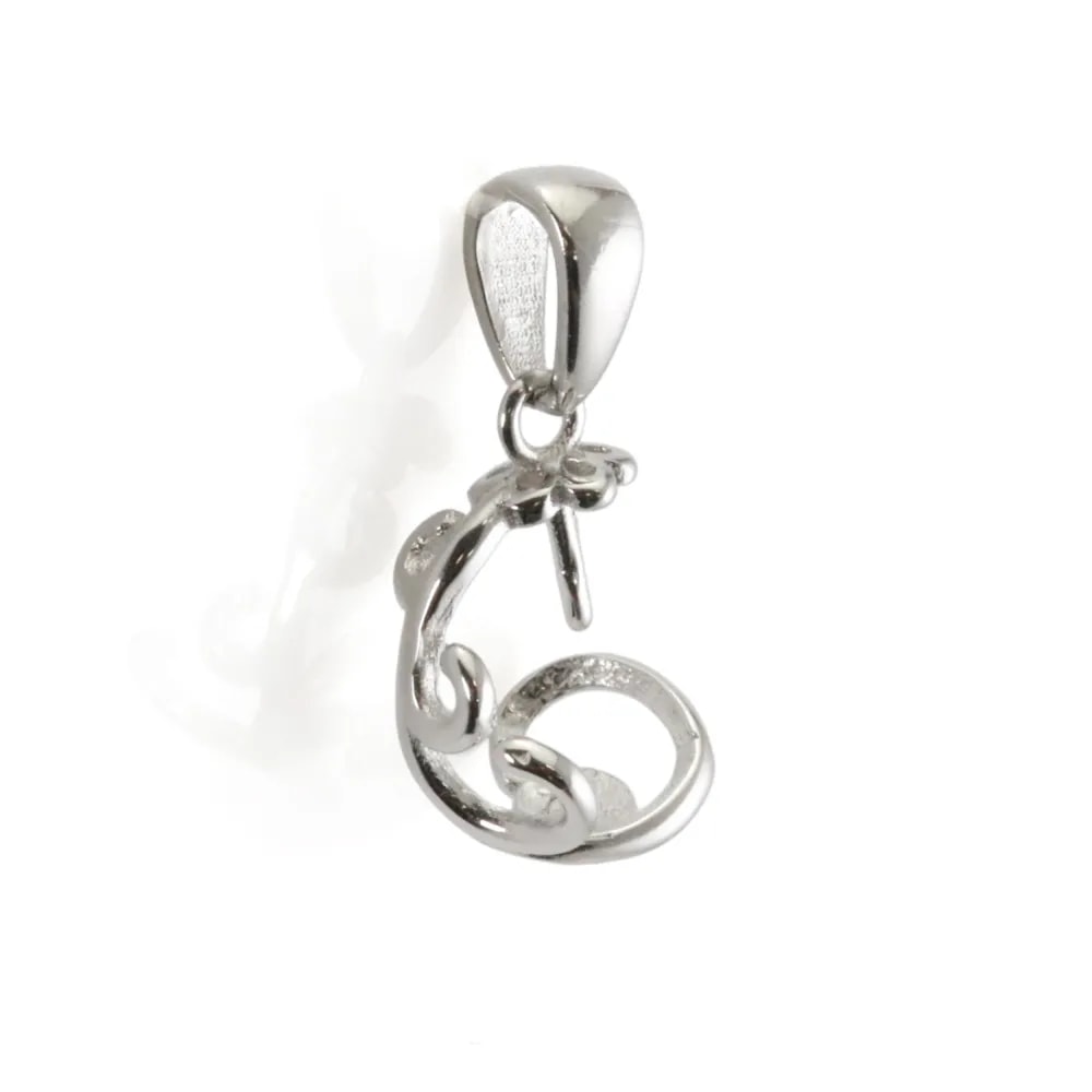 Asola ondulata 18mm per perla da 8mm | Creazione gioielli Argento 925 rodio