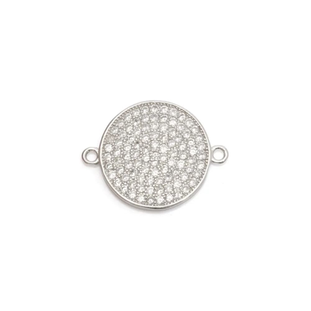 Intercalare Rotondo Pavé Argento 925 | Componente Gioielli Brillante