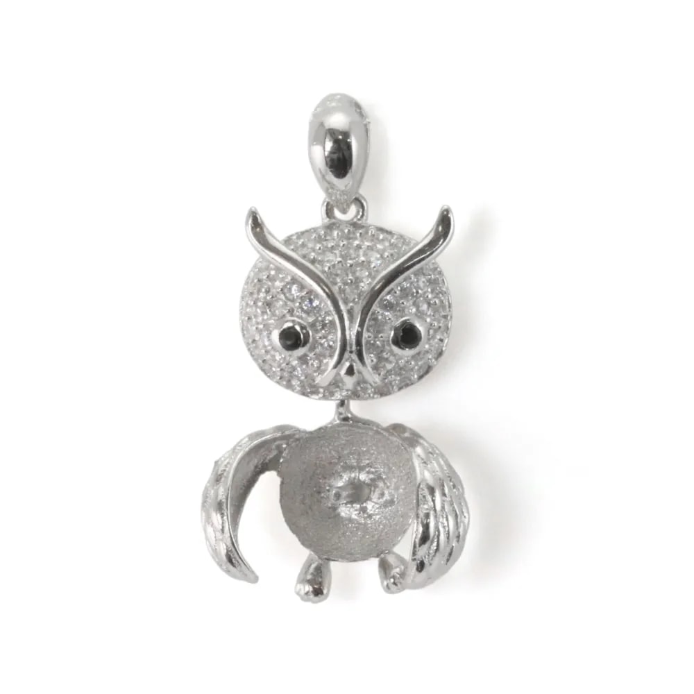 925 Silver Owl Bail | For Half-Drilled Pearl