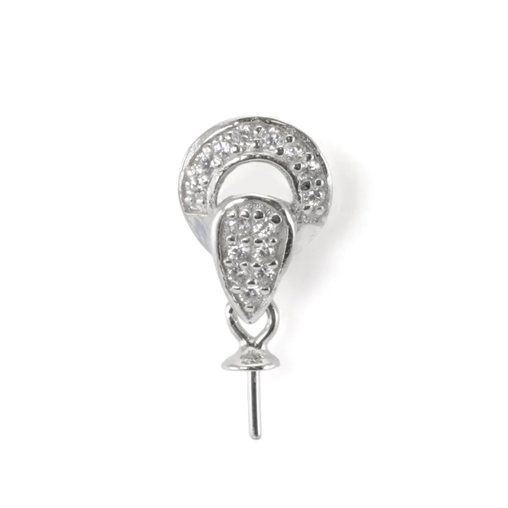 Inverted Drop Bail Sterling Silver 925 | For Half-Drilled Pearl