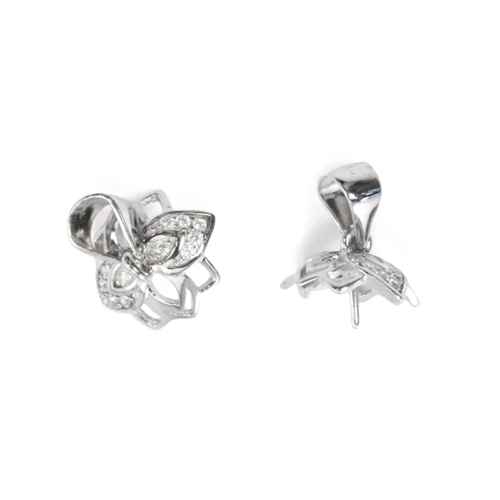 Bail Lotus Plata 925 | Para Perla Semi-Perforada