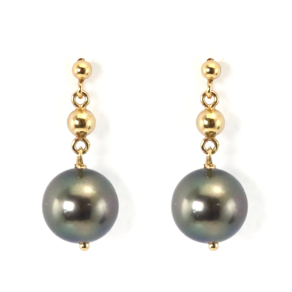 Tahitian cultured pearl earrings & Gold filled x 2pcs