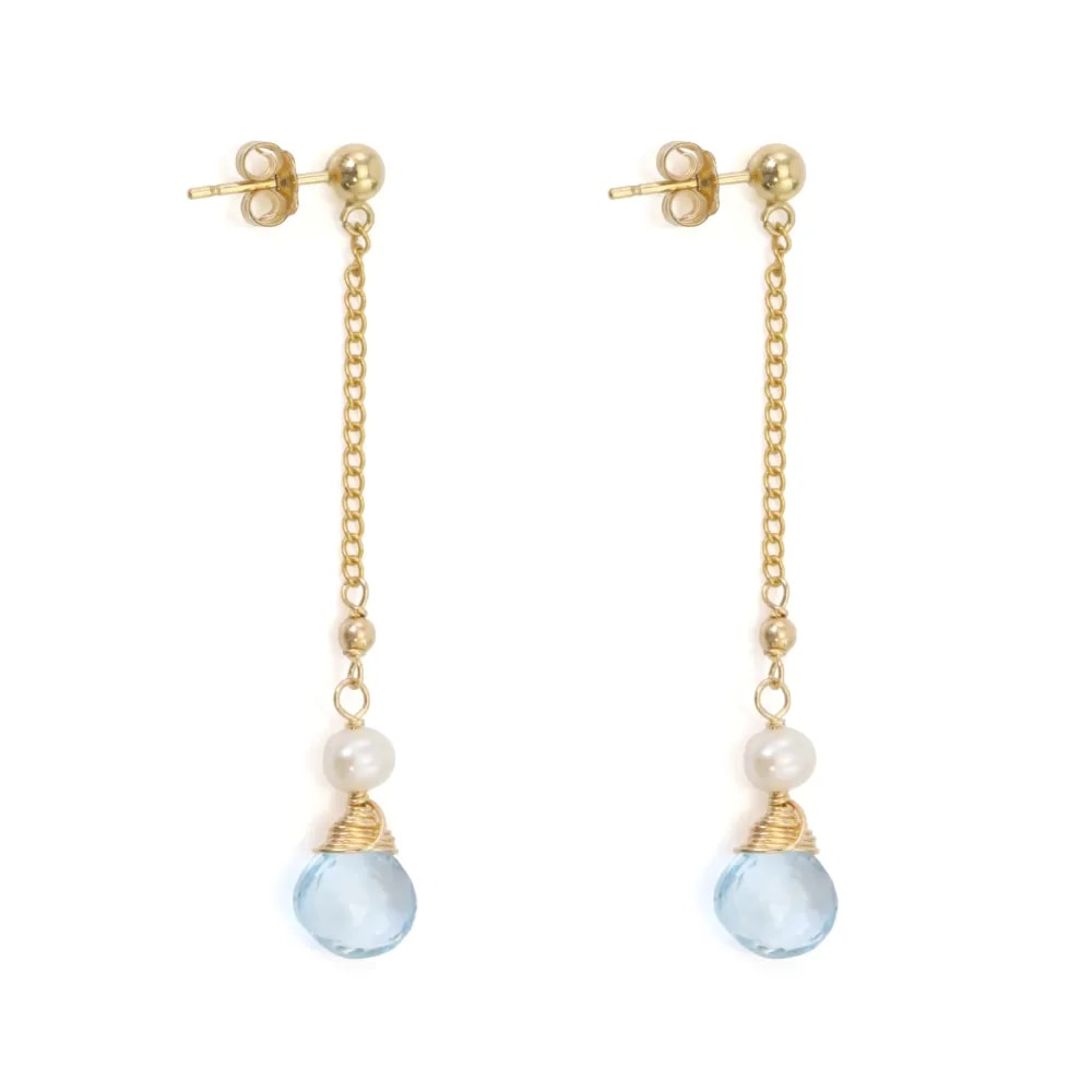 Orecchini in oro, topazio e perle d'acqua dolce
