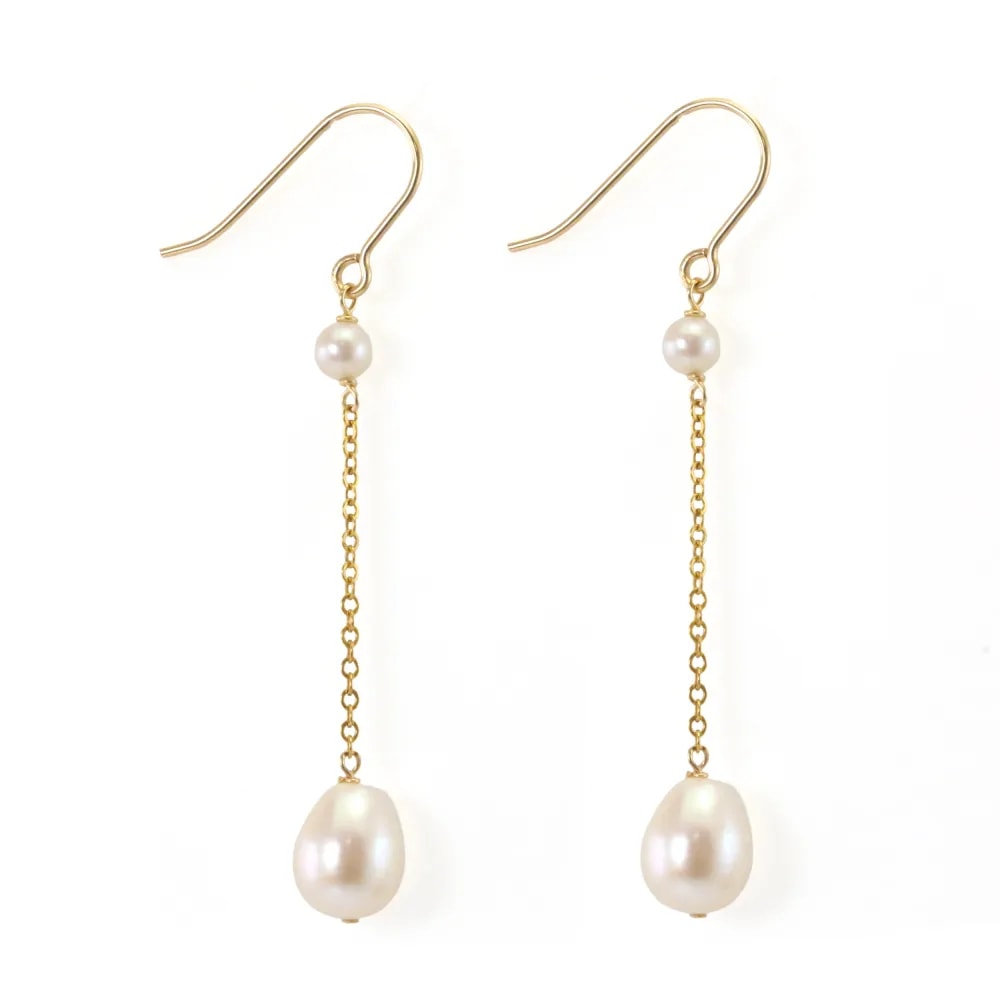 Brincos com enchimento de ouro e pérolas de água doce x 2pcs