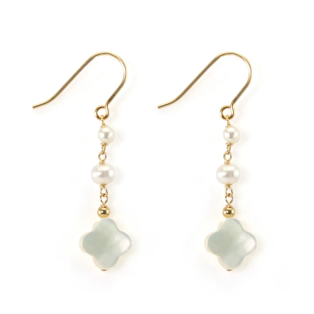 Gold filled & mother-of-pearl trefoil earring x 2pcs
