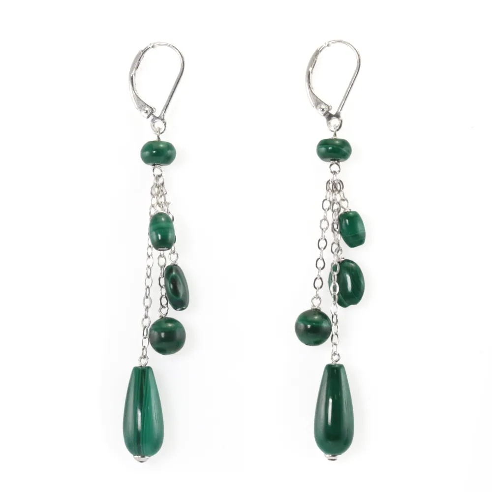 Silver earring 92alachite- Achat / vente pas cher