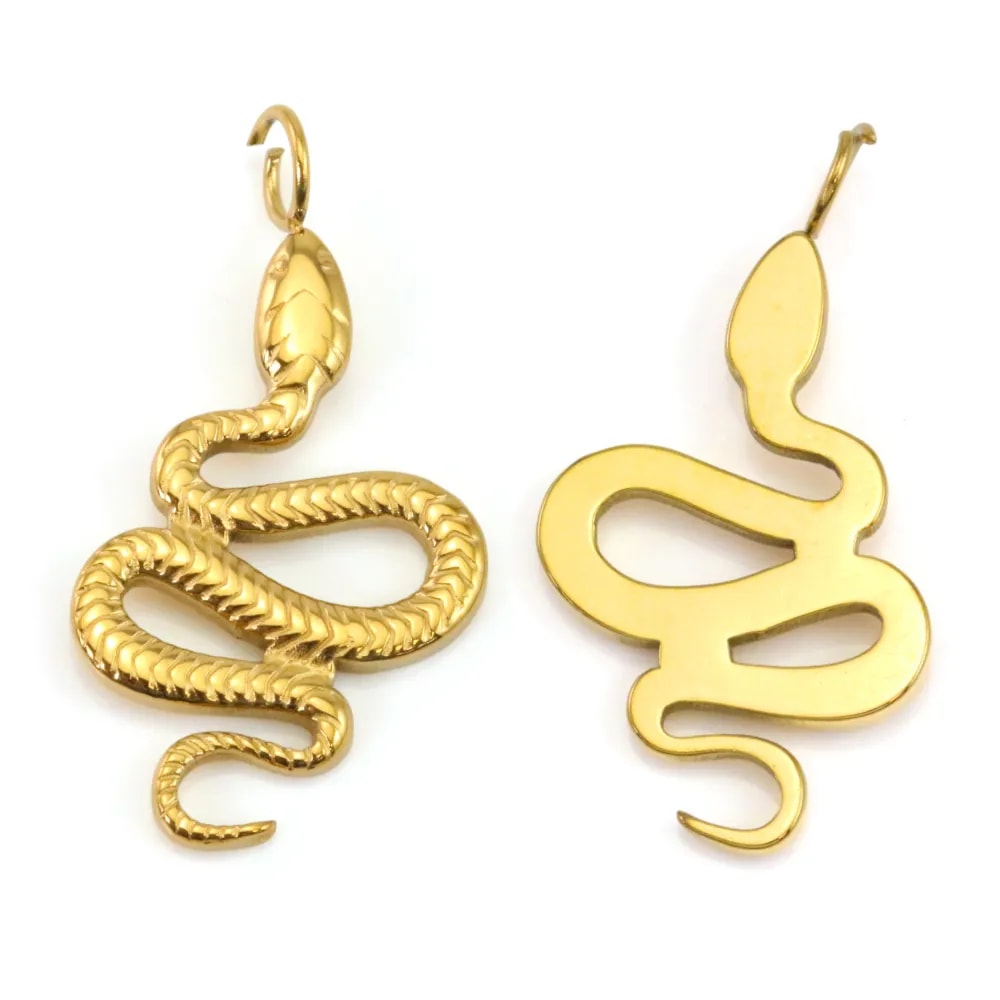 Goldene Schlangenanhänger | Edelstahl 304 für Kreativschmuck