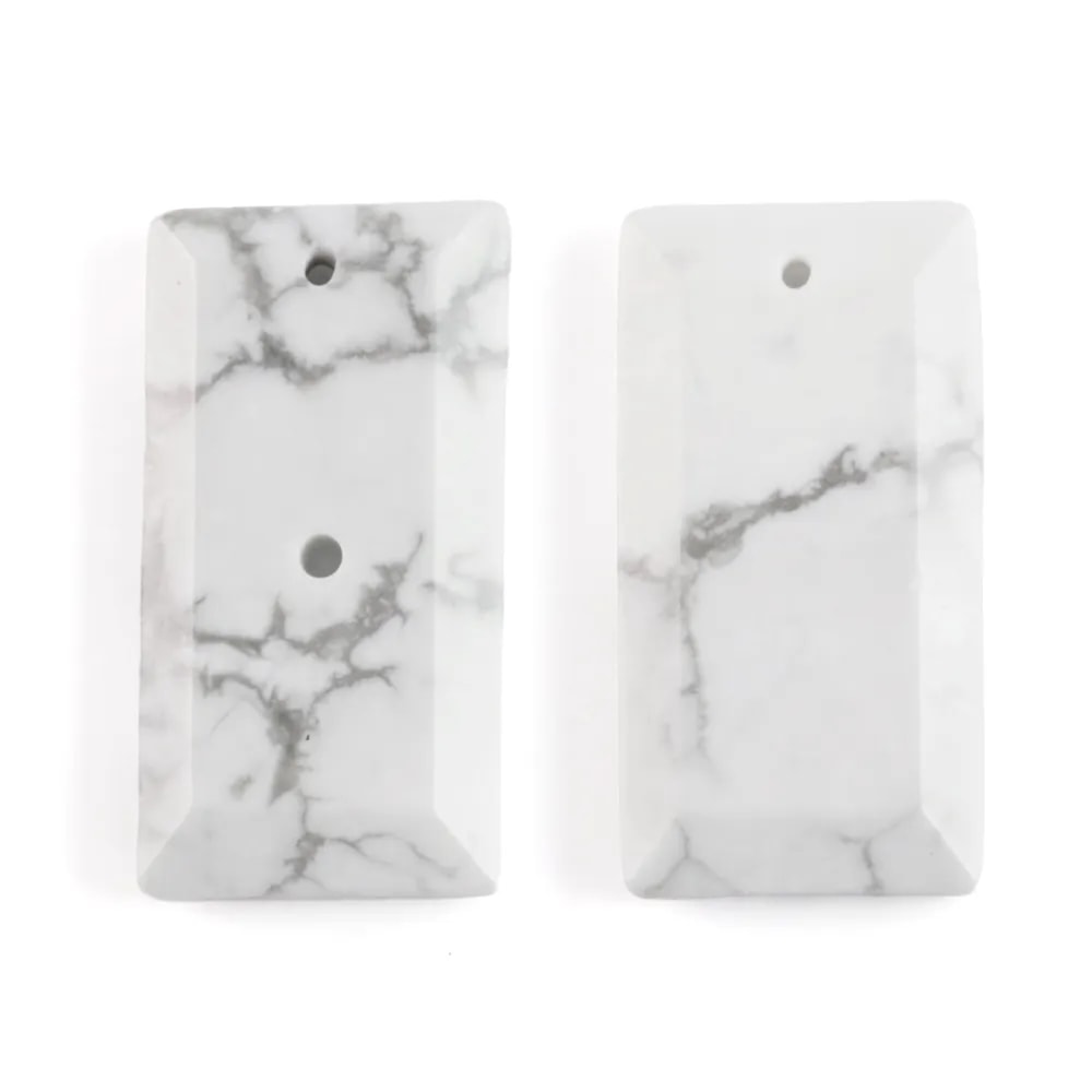 Pendente Howlite Rettangolare | Pietra da Incastonare 13x25mm