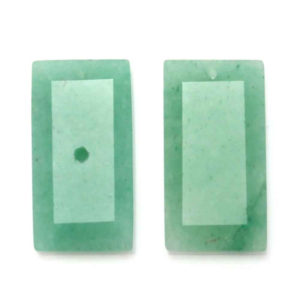 Rectangular Aventurine Pendant | Set Stone 13x25mm