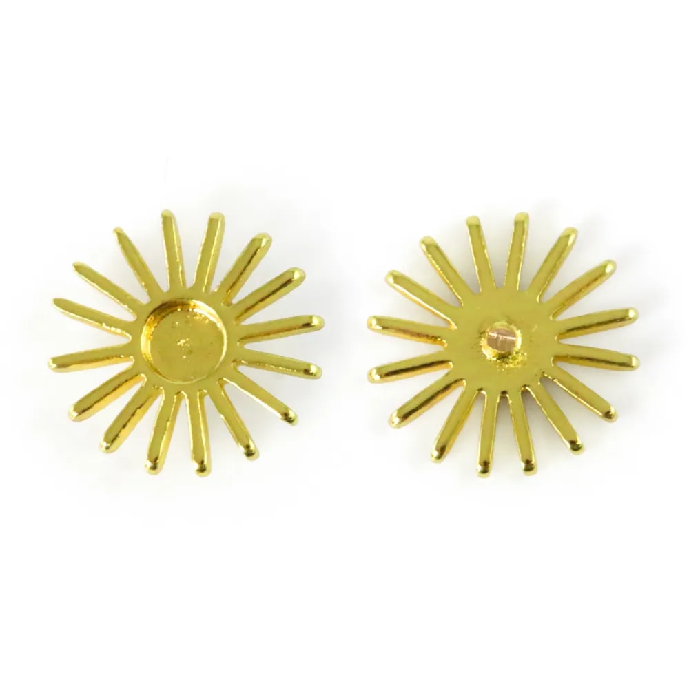 Anhänger Sonne zum Aufkleben für Cabochon (3mm) 10mm - Gold x 2Stk.