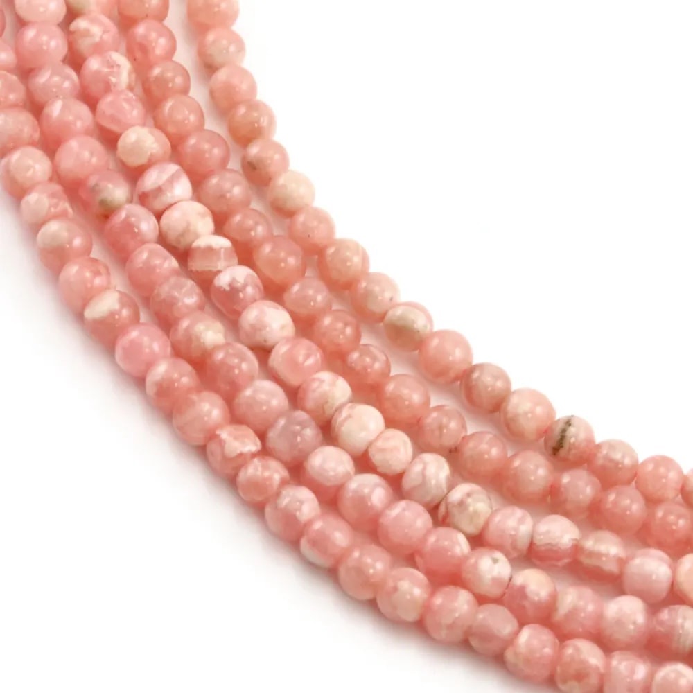 Rhodochrosite ronde 3.5-4mm qualité A x 40cm