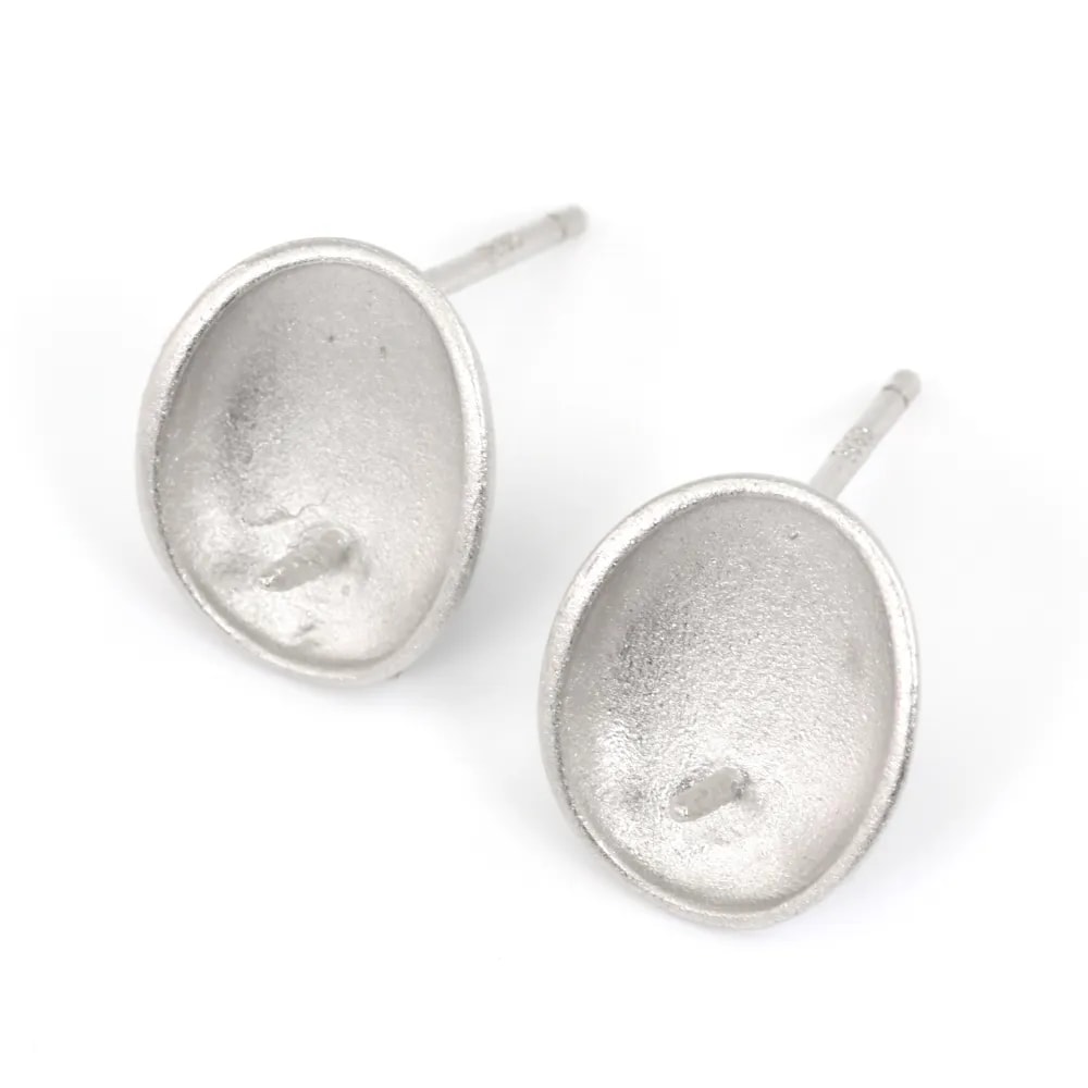Clavos de Oreja Ovalados | Plata 925 Mate | Proveedor de Joyas