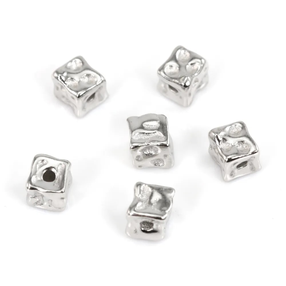 Perla Cubo Barroco Plata 925 Rodiada | Componentes de Joyería