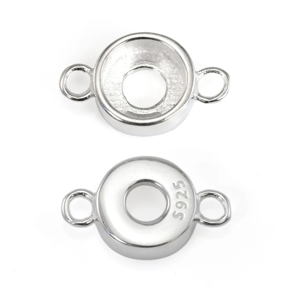 Zwischenlage Silber 925 Cabochon Rund 6mm | Komponenten Zubehör
