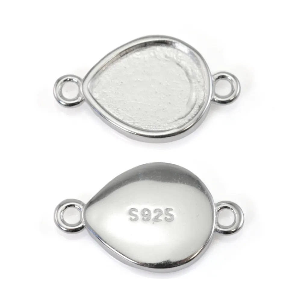 Zwischenlage 925er Silber für Cabochon Goutte 8x10mm | Schmuck Kreation