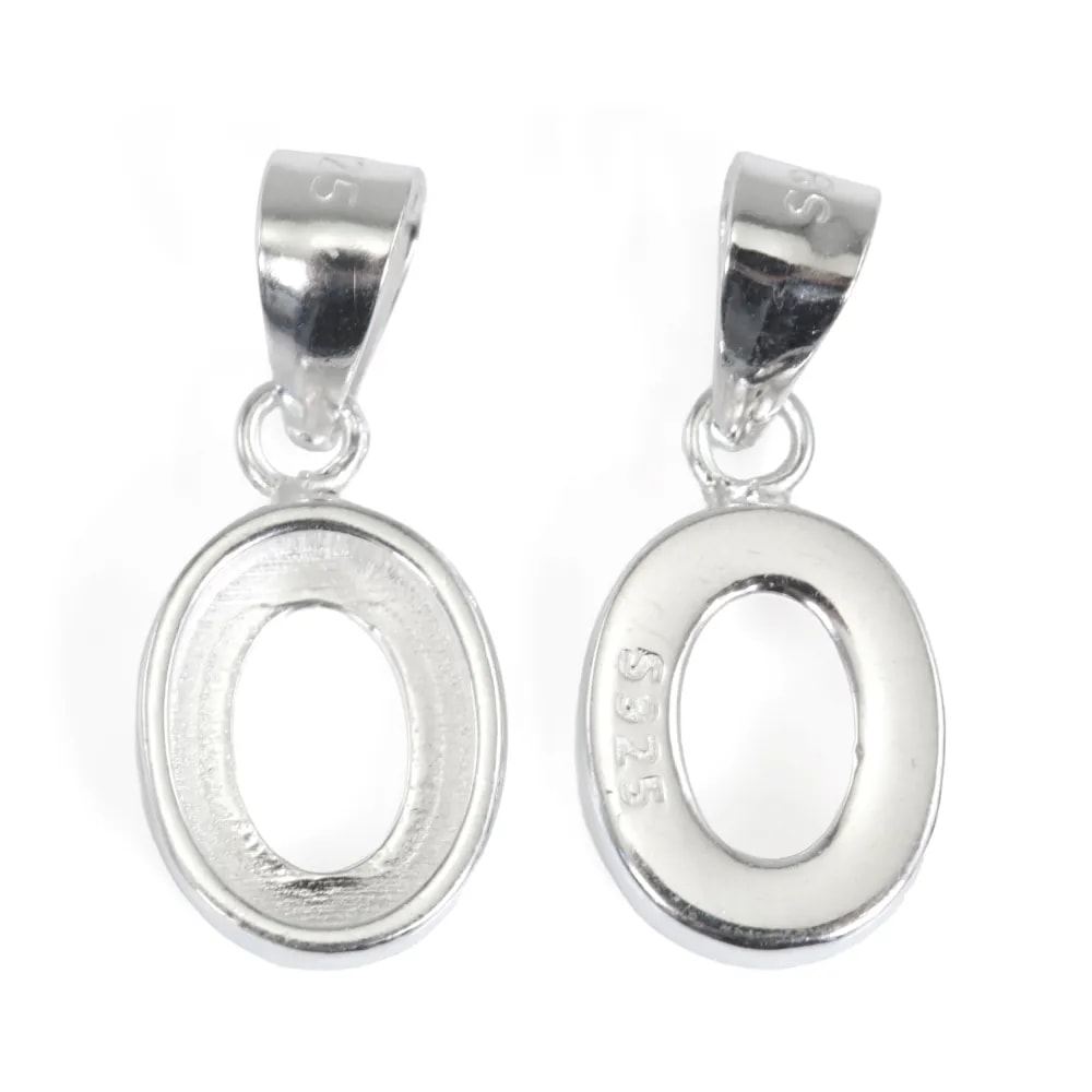 Pendant Silver 925 Oval Cabochon 6.4x8.5mm | Composant Accessoire