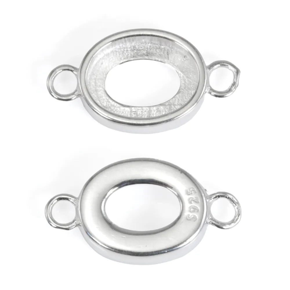 Entrepieza Cabujón Ovalado Plata 925 6.4x8.5mm | Accesorio de Joyería