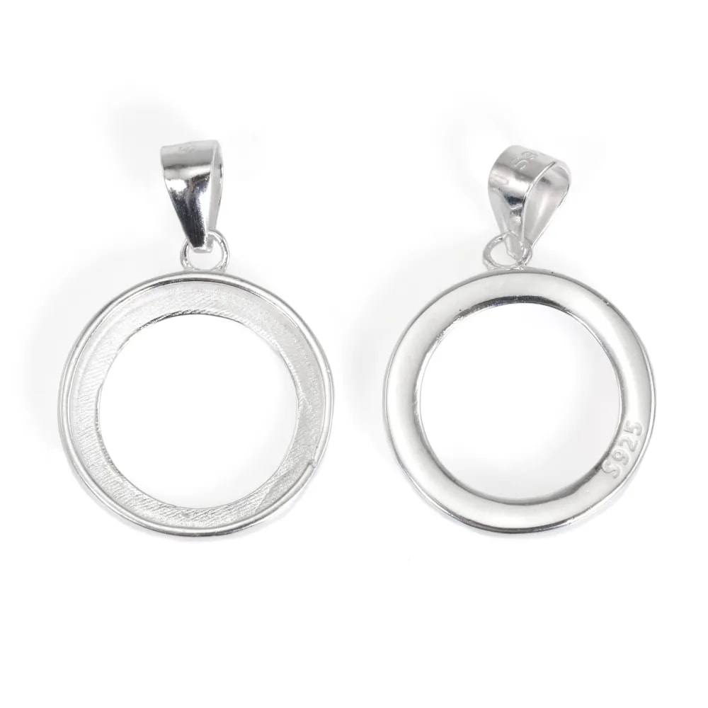 Pendant Silver 925 Cabochon Round 14mm | Création Accessoire DIY