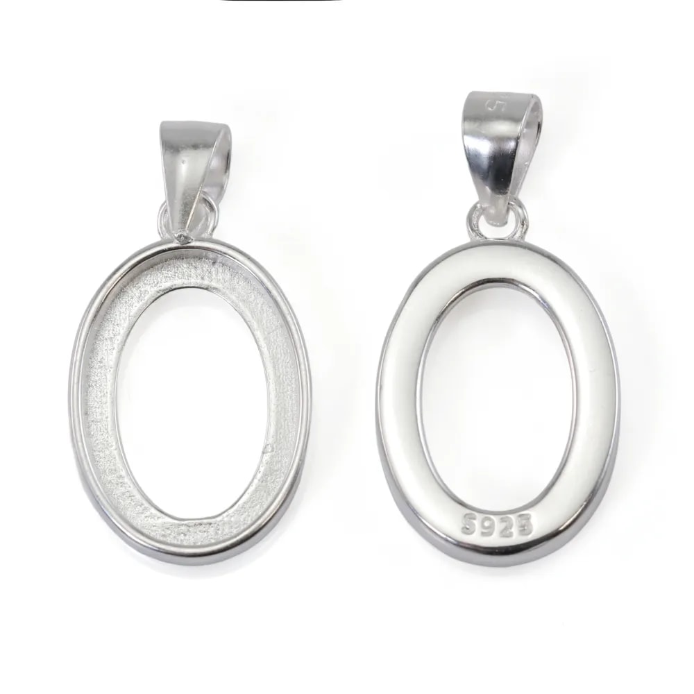Pendant Silver 925 Oval Cabochon 10x14mm | Creation DIY Accessory