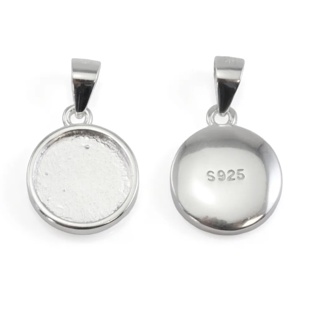 925 Sterling Silver Pendant for Cabochon Round 10mm | Acessórios de Joalharia