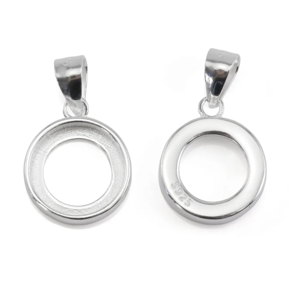 Silver Pendant 925 Cabochon Rond 10mm | Création Accessoire DIY