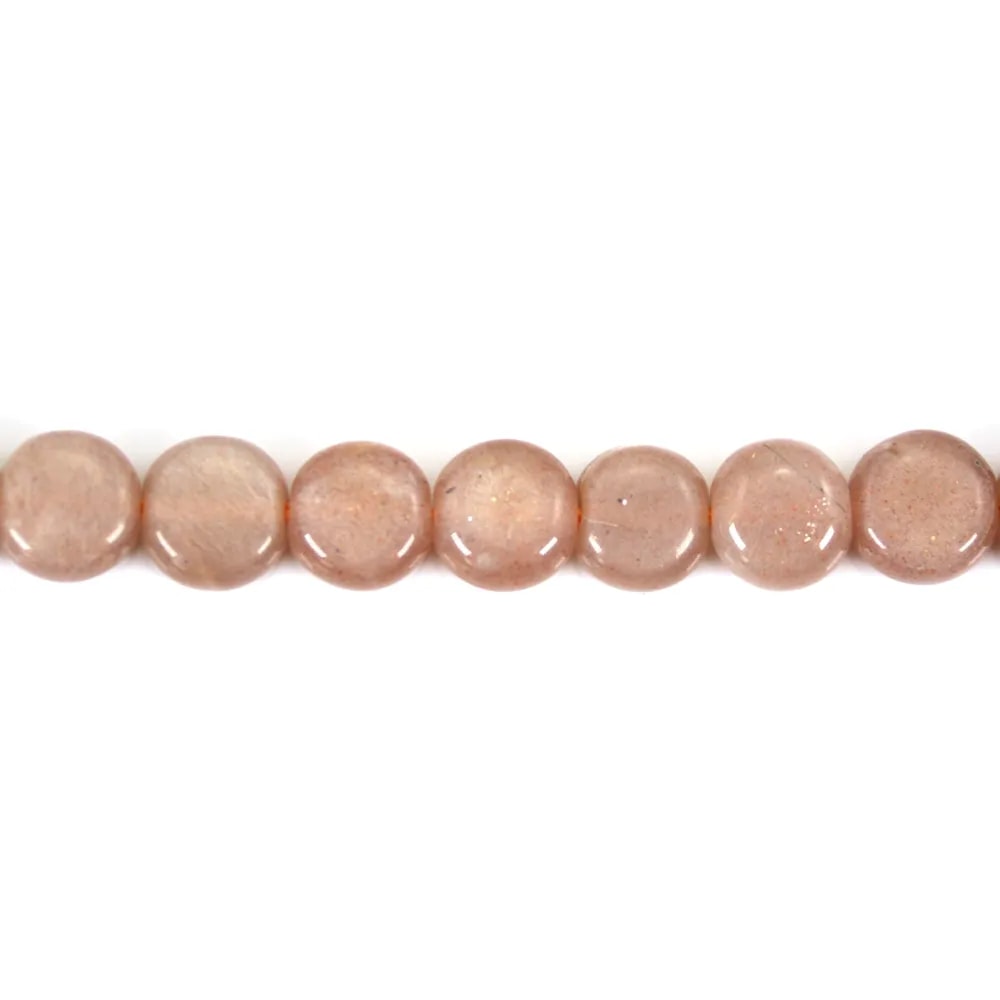 Pietra di luna arancione piatta rotonda 8mm x 40cm