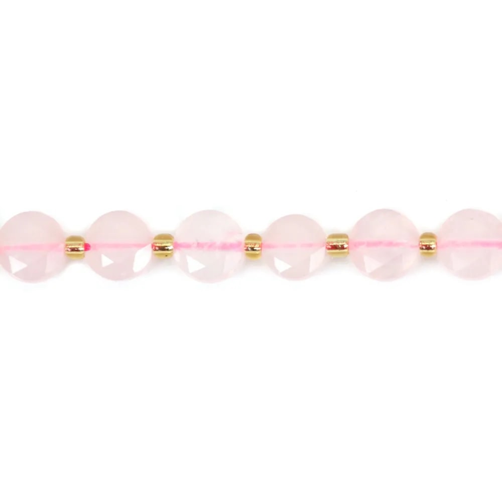 Perle Quarzo rosa piatto rotondo sfaccettato 8mm