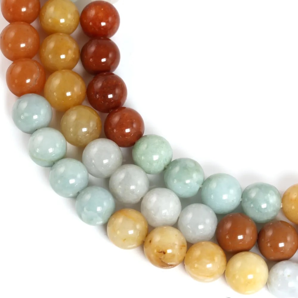 Jade rond multicolore 10mm x 40cm