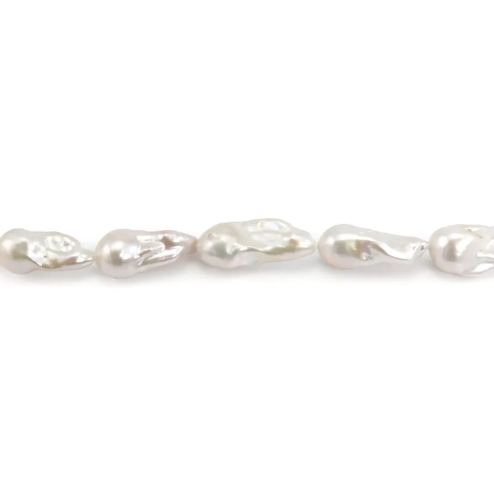 Freshwater cultured pearl, white, baroque, 12-14mm, Ax 38cm