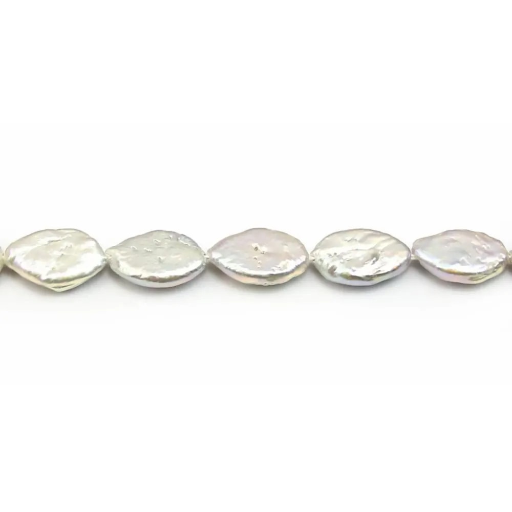 Perle coltivate d'acqua dolce, bianche, marquise, 9x14mm x 39cm