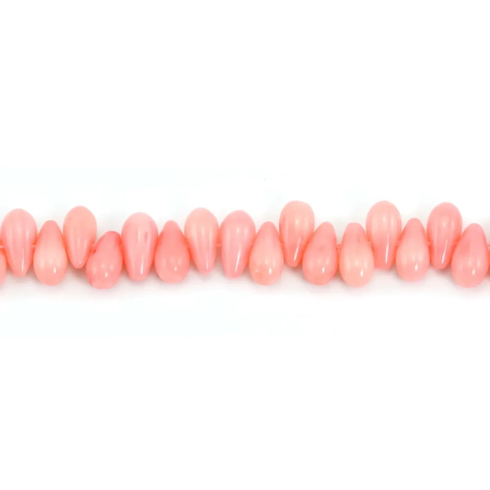 Bambú de mar, teñido rosa, gota, 4x8mm x 40cm