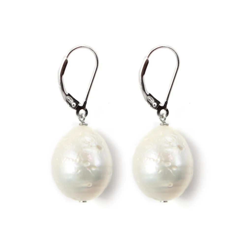 Boucles d’oreilles argent 925 perle de culture d'eau douce 12mm  x 2pcs