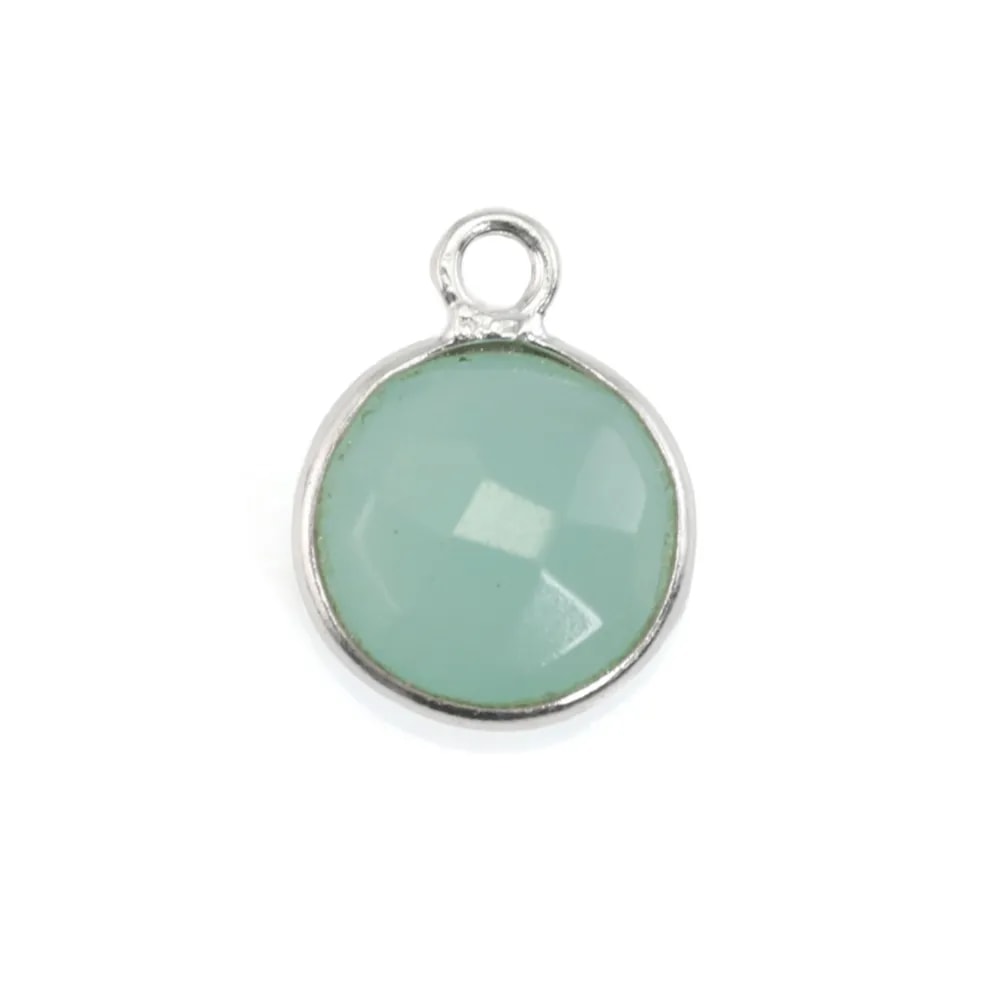 Runder facettierter Chalcedon in Silber gefasst 12mm x 1Stk.