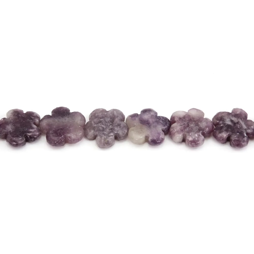Lepidolite a forma di fiore su filo 20mm x 40cm