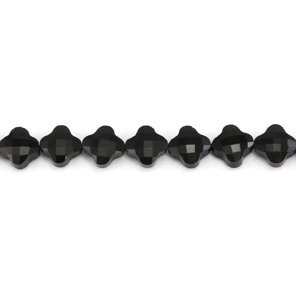 Faceted black onyx clover 10mm x 40cm