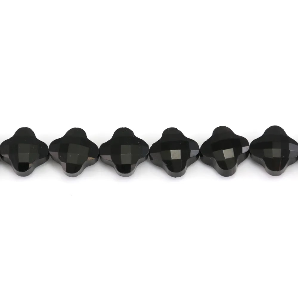 Ónix negro trébol facetado 10mm x 1pc