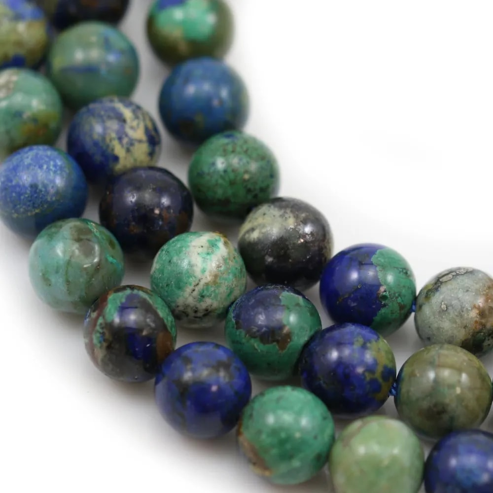 Azurite Malachite, round, 10mm x 39cm