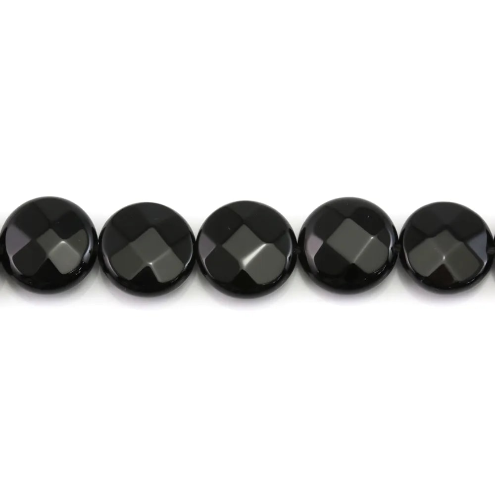 Onyx, round flat facet, 14mm x 40cm