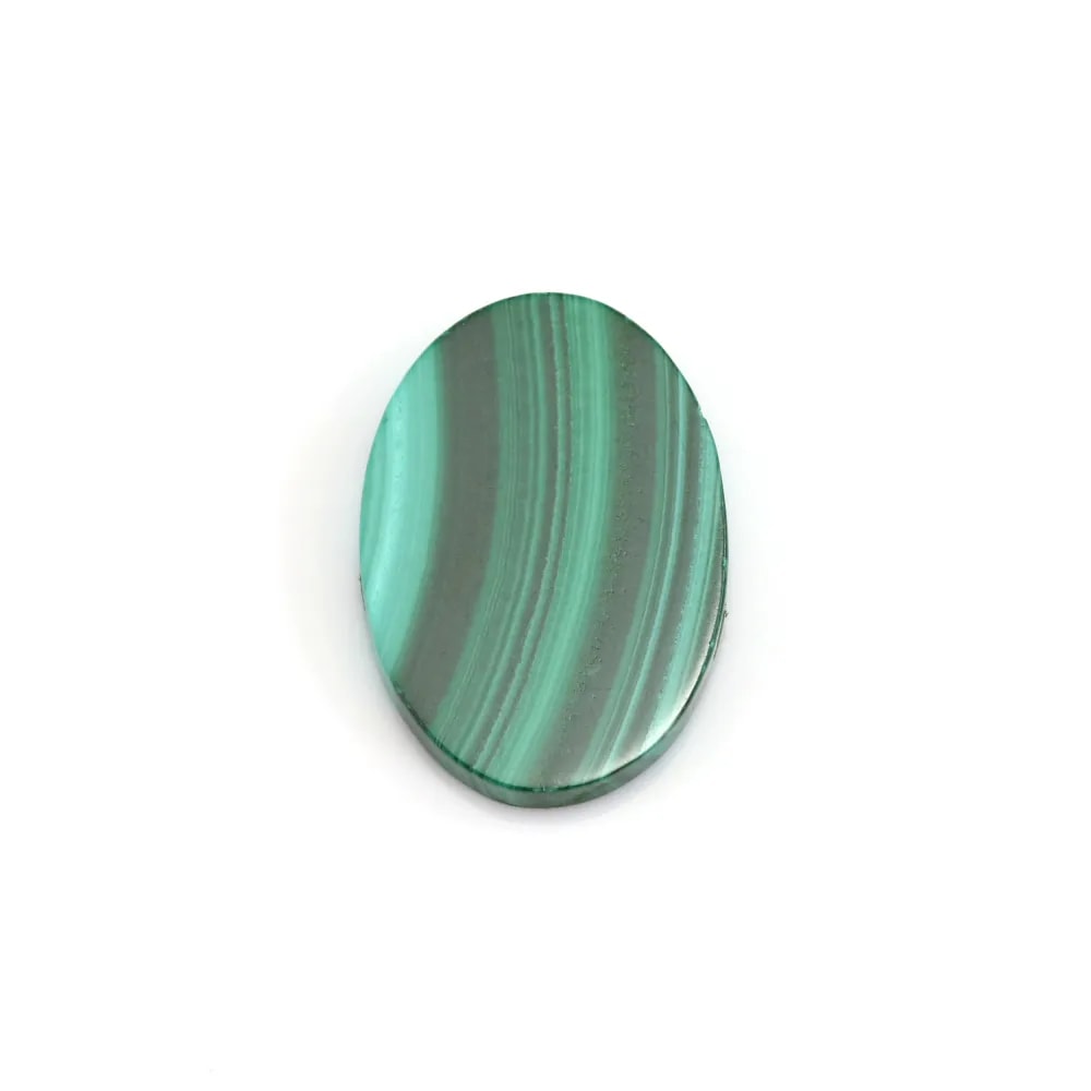 Cabujón de Malaquita ovalada plana 10x14mm x 1pc