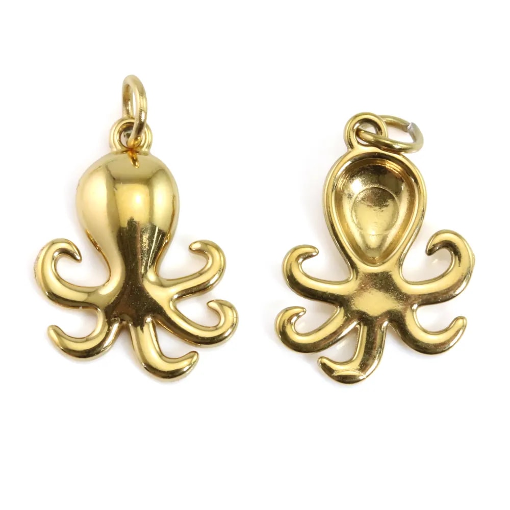 Anhänger-Charm Oktopus 10x14mm - Edelstahl 304 vergoldet x 1Stk.