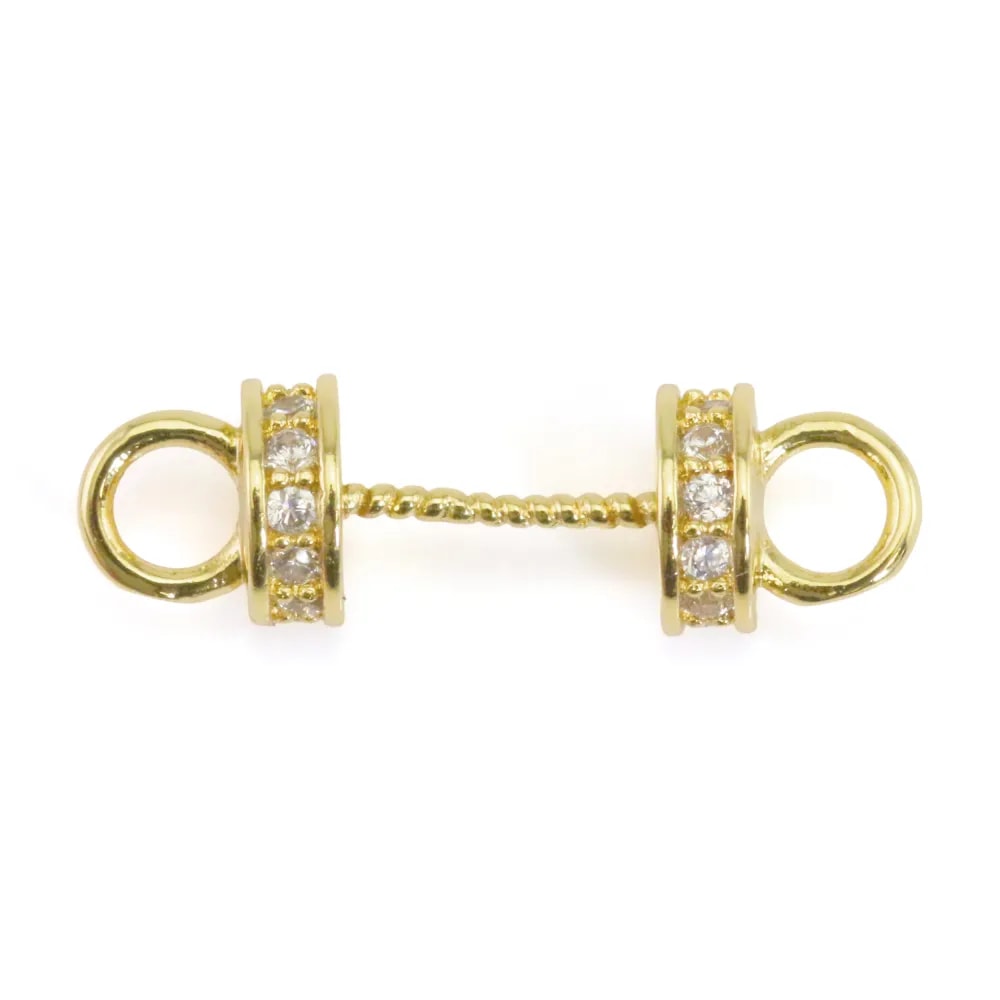 Intercalaire strass pour perle entièrement percée 6x17mm - Doré x 1pc