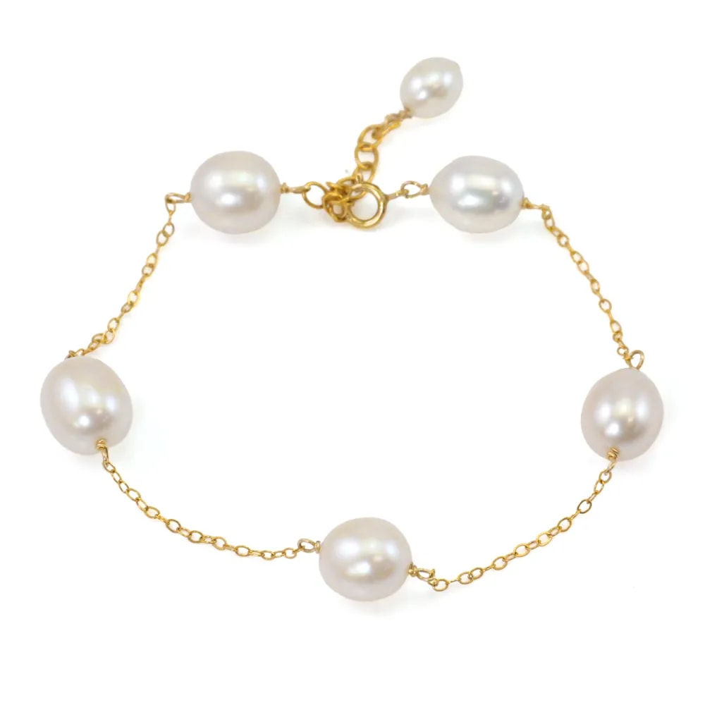 Bracciale Perla di coltura d'acqua dolce bianca - Gold filled x 1pc