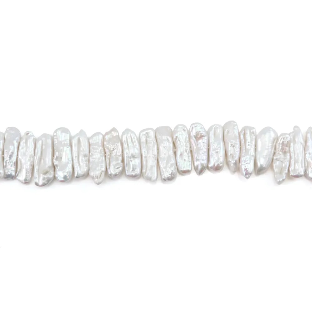 Freshwater cultured pearls, white, keshi tube x 38cm