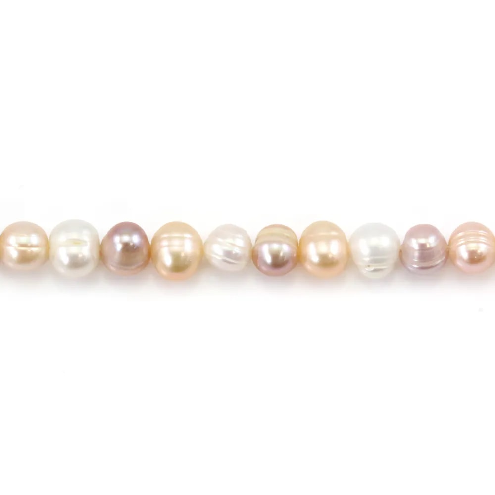 Freshwater cultured pearls, multicolored, semi-round, 8mm x 4pcs