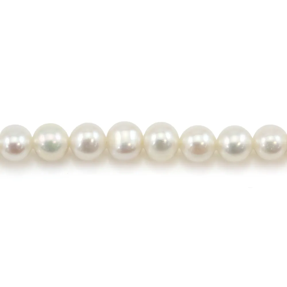Perlas de cultivo de agua dulce, blancas, redondas, 6.5mm AK x 36cm