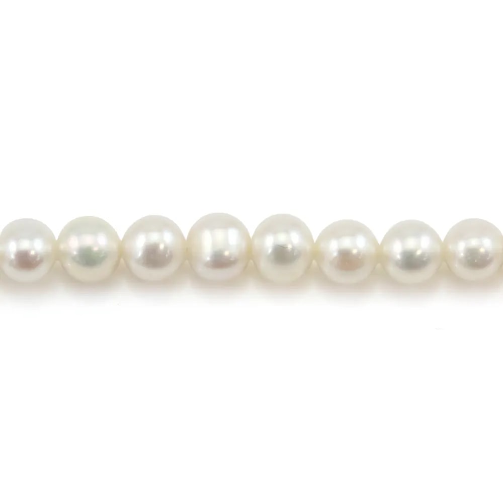 Perles de culture d'eau douce, blanche, semi-ronde, 6.5mm x 1pc
